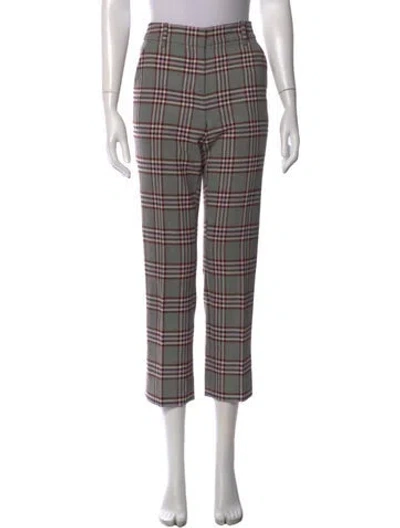 Pre-owned Derek Lam Plaid Print Straight Leg Pants In Gray