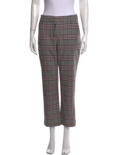 Pre-owned Derek Lam Plaid Print Straight Leg Pants In Neutral