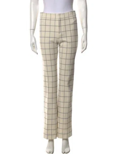 Pre-owned Derek Lam Plaid Print Straight Leg Pants In Neutrals