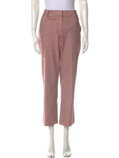 Pre-owned Derek Lam Plaid Print Straight Leg Pants In Red