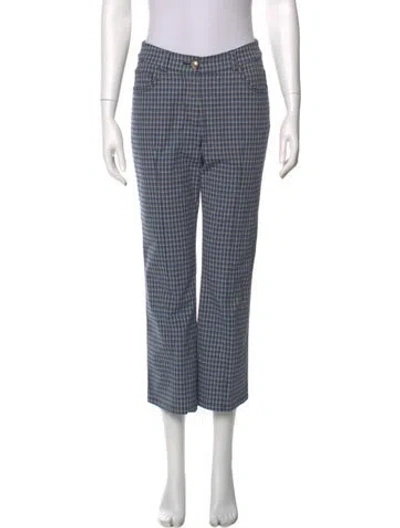 Pre-owned Derek Lam Plaid Print Wide Leg Pants In Blue