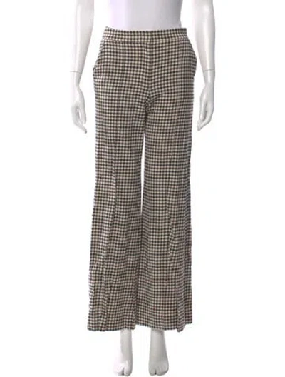 Pre-owned Derek Lam Plaid Print Wide Leg Pants In Brown