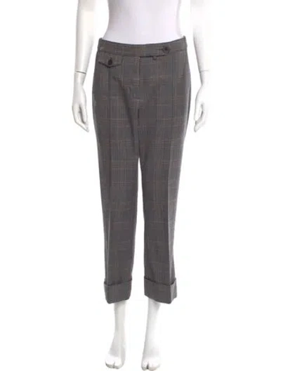 Pre-owned Derek Lam Plaid Print Wide Leg Pants In Gray