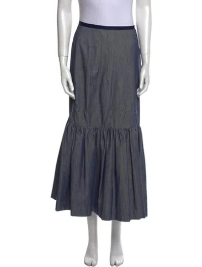 Pre-owned Derek Lam Pleated Accents Midi Length Skirt In Blue