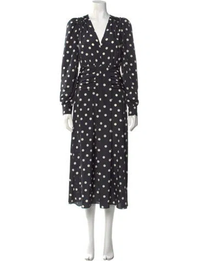 Pre-owned Derek Lam Polka Dot Print Long Dress In Black