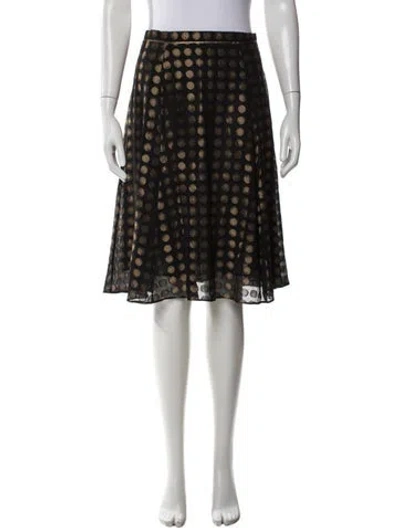 Pre-owned Derek Lam Polka Dot Print Midi Length Skirt In Black