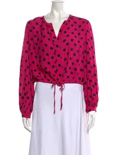 Pre-owned Derek Lam Polka Dot Print V-neck Blouse In Pink