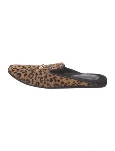 Pre-owned Derek Lam Ponyhair Animal Print Mules In Brown