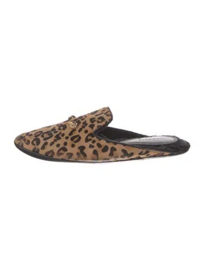 Pre-owned Derek Lam Ponyhair Animal Print Mules In Brown