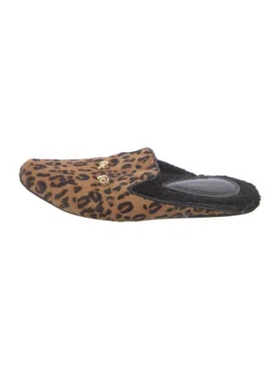 Pre-owned Derek Lam Ponyhair Animal Print Mules In Brown