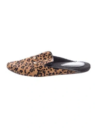 Pre-owned Derek Lam Ponyhair Animal Print Mules In Brown