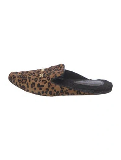 Pre-owned Derek Lam Ponyhair Animal Print Mules In Brown