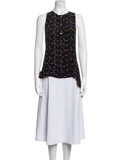 Pre-owned Derek Lam Printed Crew Neck Blouse In Black