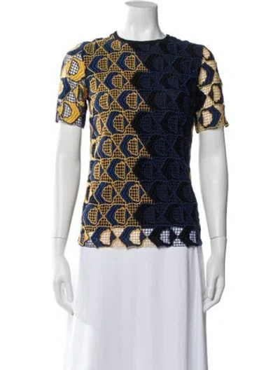 Pre-owned Derek Lam Printed Crew Neck Blouse In Black