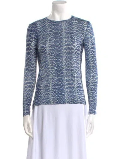 Pre-owned Derek Lam Printed Crew Neck Top In Blue
