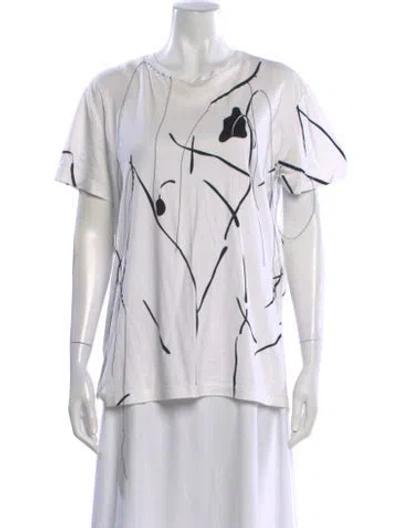 Pre-owned Derek Lam Printed Crew Neck T-shirt In White