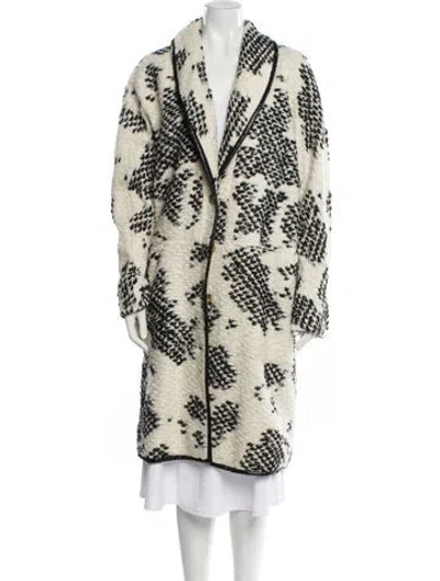 Pre-owned Derek Lam Printed Faux Fur Coat In White