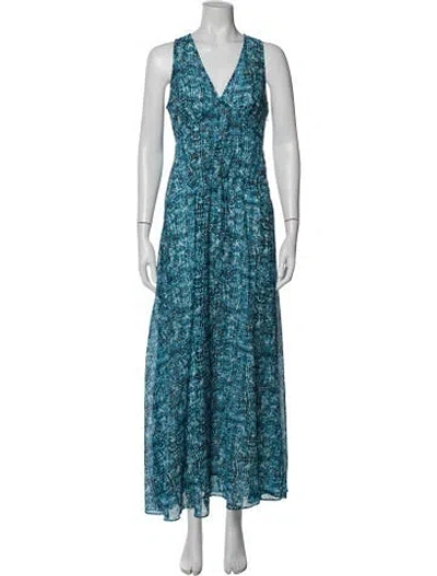 Pre-owned Derek Lam Printed Long Dress In Blue