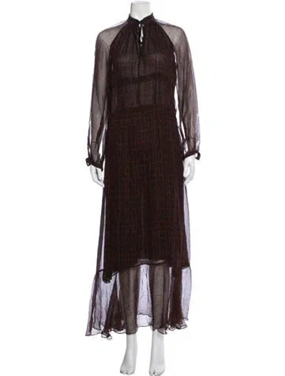 Pre-owned Derek Lam Printed Long Dress In Brown