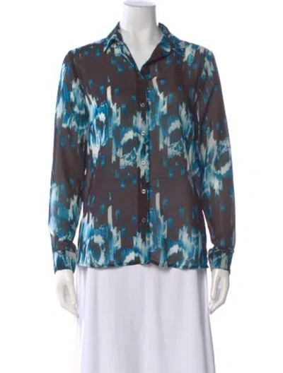 Pre-owned Derek Lam Printed Long Sleeve Blouse In Black