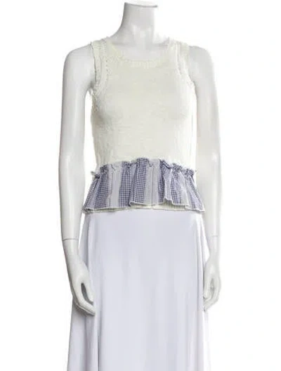 Pre-owned Derek Lam Printed Scoop Neck Crop Top In Neutral