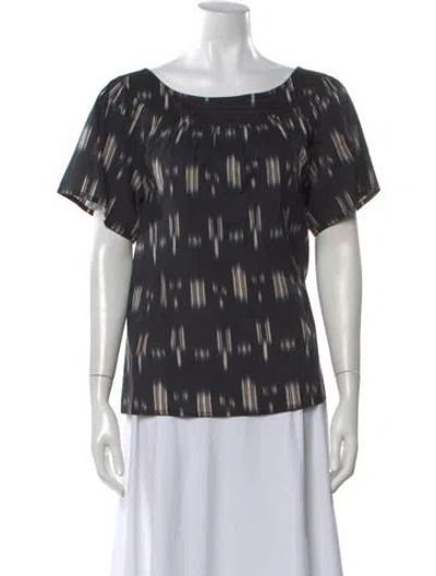 Pre-owned Derek Lam Printed Scoop Neck Top In Black