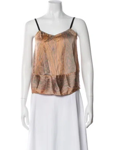 Pre-owned Derek Lam Printed Square Neckline Crop Top In Multi