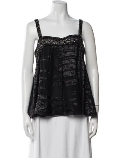 Pre-owned Derek Lam Printed Square Neckline Top In Black