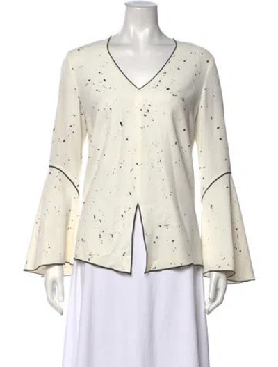 Pre-owned Derek Lam Printed V-neck Blouse In Neutrals