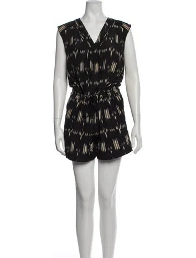 Pre-owned Derek Lam Printed V-neck Romper In Blue