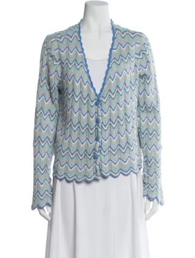 Pre-owned Derek Lam Printed V-neck Sweater In Blue