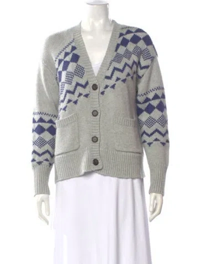 Pre-owned Derek Lam Printed V-neck Sweater In Gray