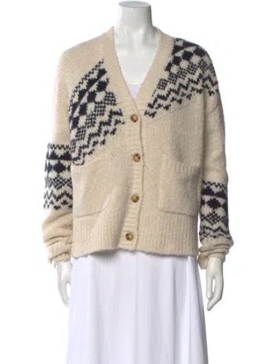 Pre-owned Derek Lam Printed V-neck Sweater In Neutral