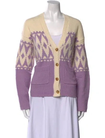 Pre-owned Derek Lam Printed V-neck Sweater In Purple
