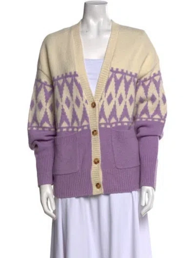 Pre-owned Derek Lam Printed V-neck Sweater W/ Tags In Purple