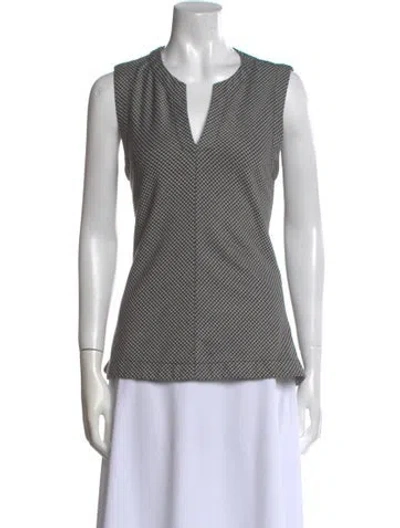 Pre-owned Derek Lam Printed V-neck Top In Black