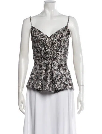Pre-owned Derek Lam Printed V-neck Top In Black