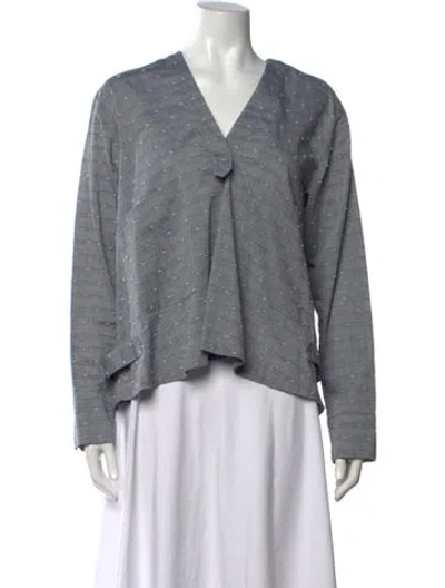 Pre-owned Derek Lam Printed V-neck Top In Blue