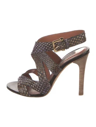 Pre-owned Derek Lam Python Animal Print Sandals In Neutral