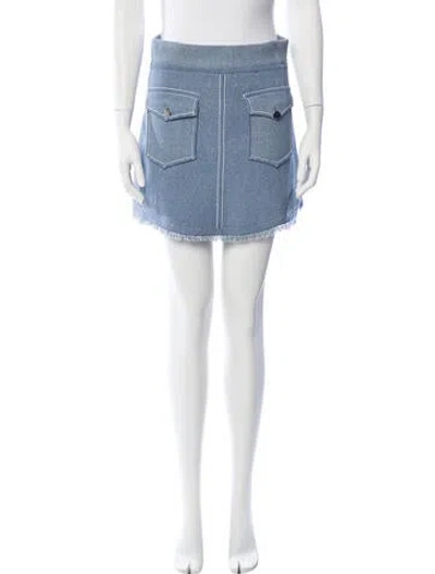 Pre-owned Derek Lam Raw-edge Trim Mini Skirt In Blue