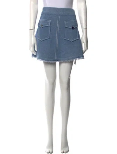 Pre-owned Derek Lam Raw-edge Trim Mini Skirt In Blue/white