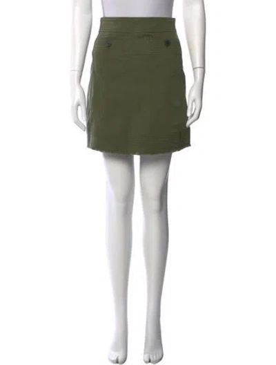 Pre-owned Derek Lam Raw-edge Trim Mini Skirt W/ Tags In Green