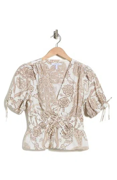 Derek Lam Rhea V-neck Puff Sleeve Top In White