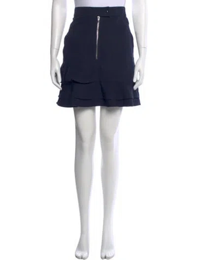 Pre-owned Derek Lam Ruffle Embellishment Mini Skirt W/ Tags In Blue