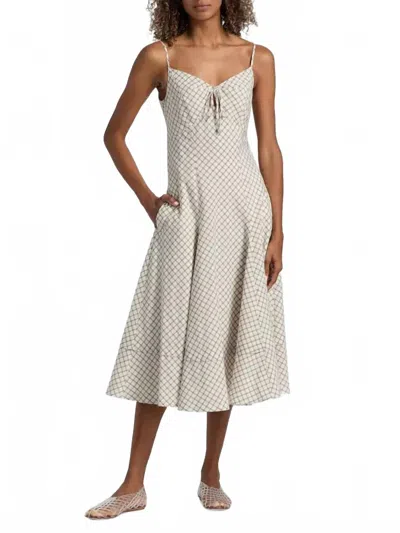 Derek Lam Sable Mini Check Cotton Blend Midi Dress In Army Green Multi In Gray