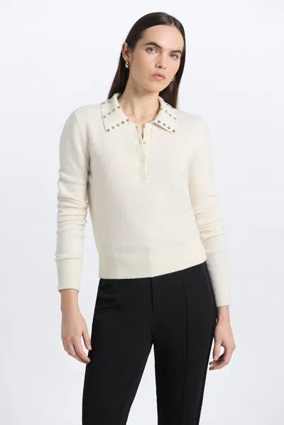 Derek Lam Sancia Embellished Collar Sweater In Neutral