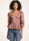 Derek Lam Savannah V-neck Peplum Top In Brown