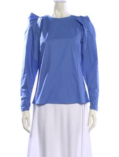 Pre-owned Derek Lam Scoop Neck Long Sleeve Blouse In Blue