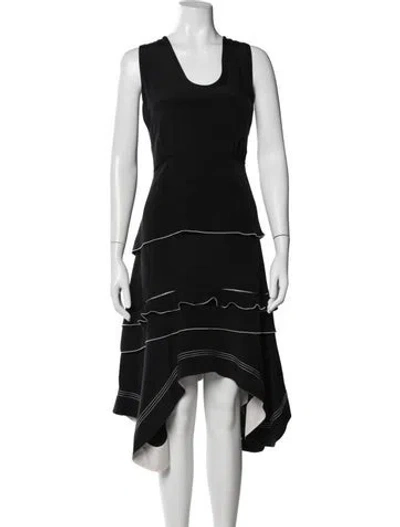 Pre-owned Derek Lam Scoop Neck Midi Length Dress In Black