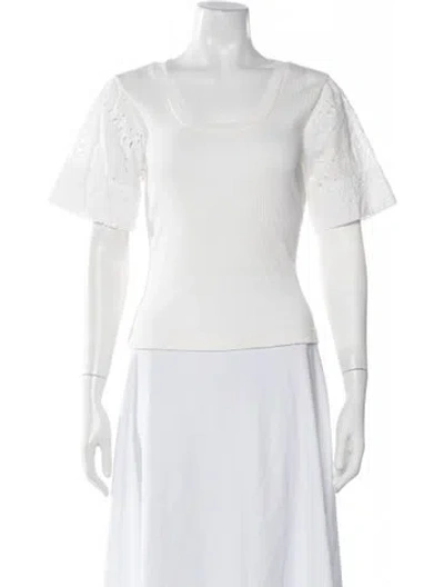 Pre-owned Derek Lam Scoop Neck Short Sleeve Top In White